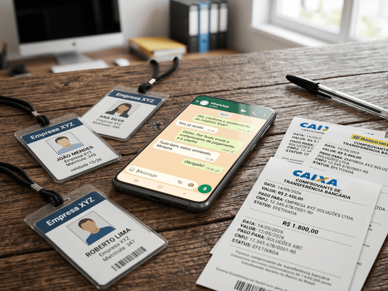 Mensagens de telemóvel e recibos usados como prova no trabalho sem carteira assinada.